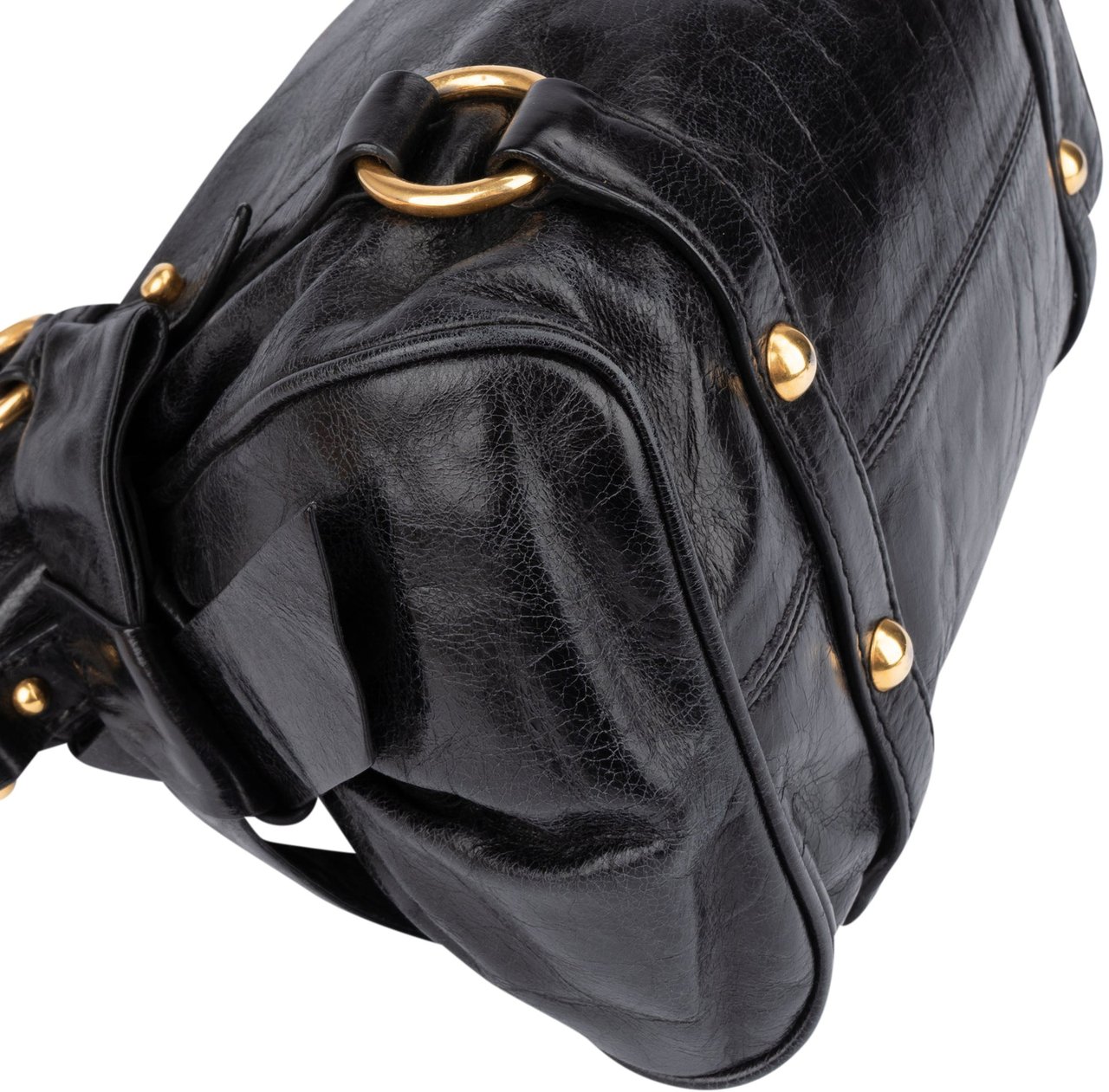 Miu Miu Miu Miu Classic Leather City Handbag Zwart
