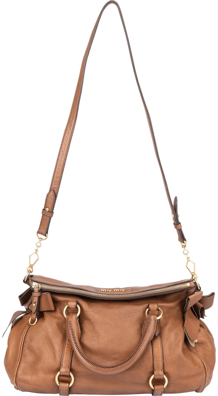 Miu Miu Miu Miu Classic Leather City Handbag Bruin
