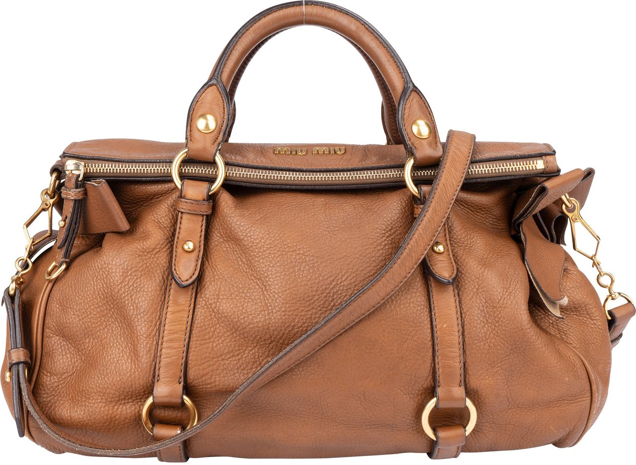 Miu Miu Miu Miu Classic Leather City Handbag Bruin