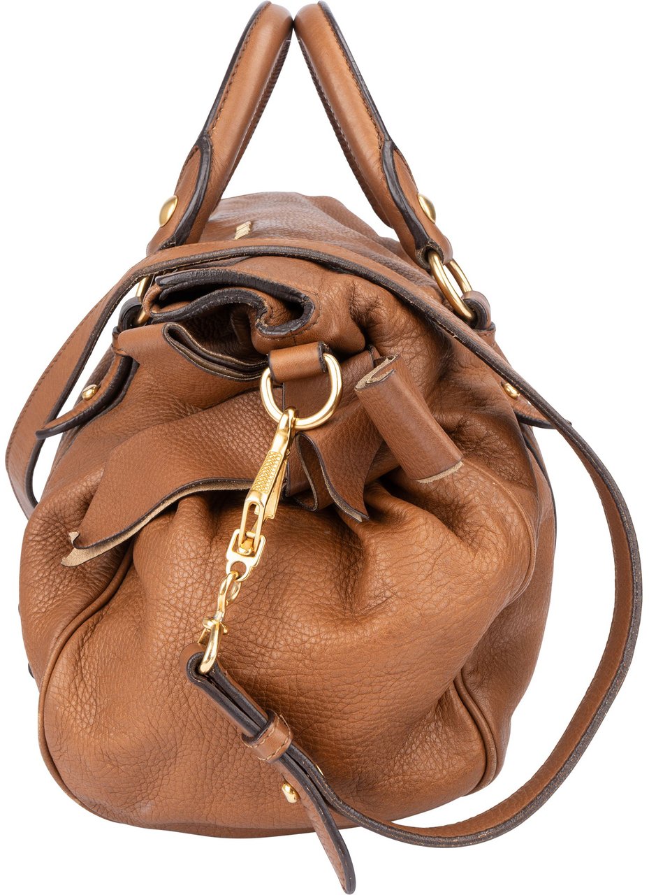 Miu Miu Classic Leather City Handbag Bruin