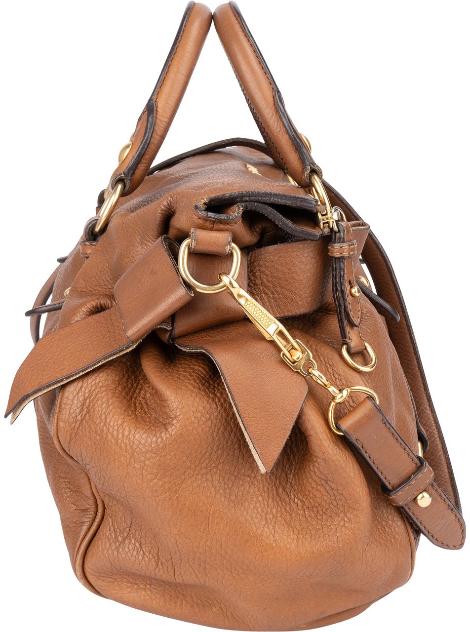 Miu Miu Classic Leather City Handbag Bruin