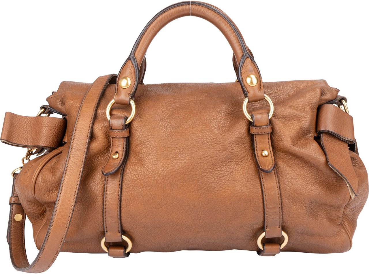 Miu Miu Miu Miu Classic Leather City Handbag Bruin