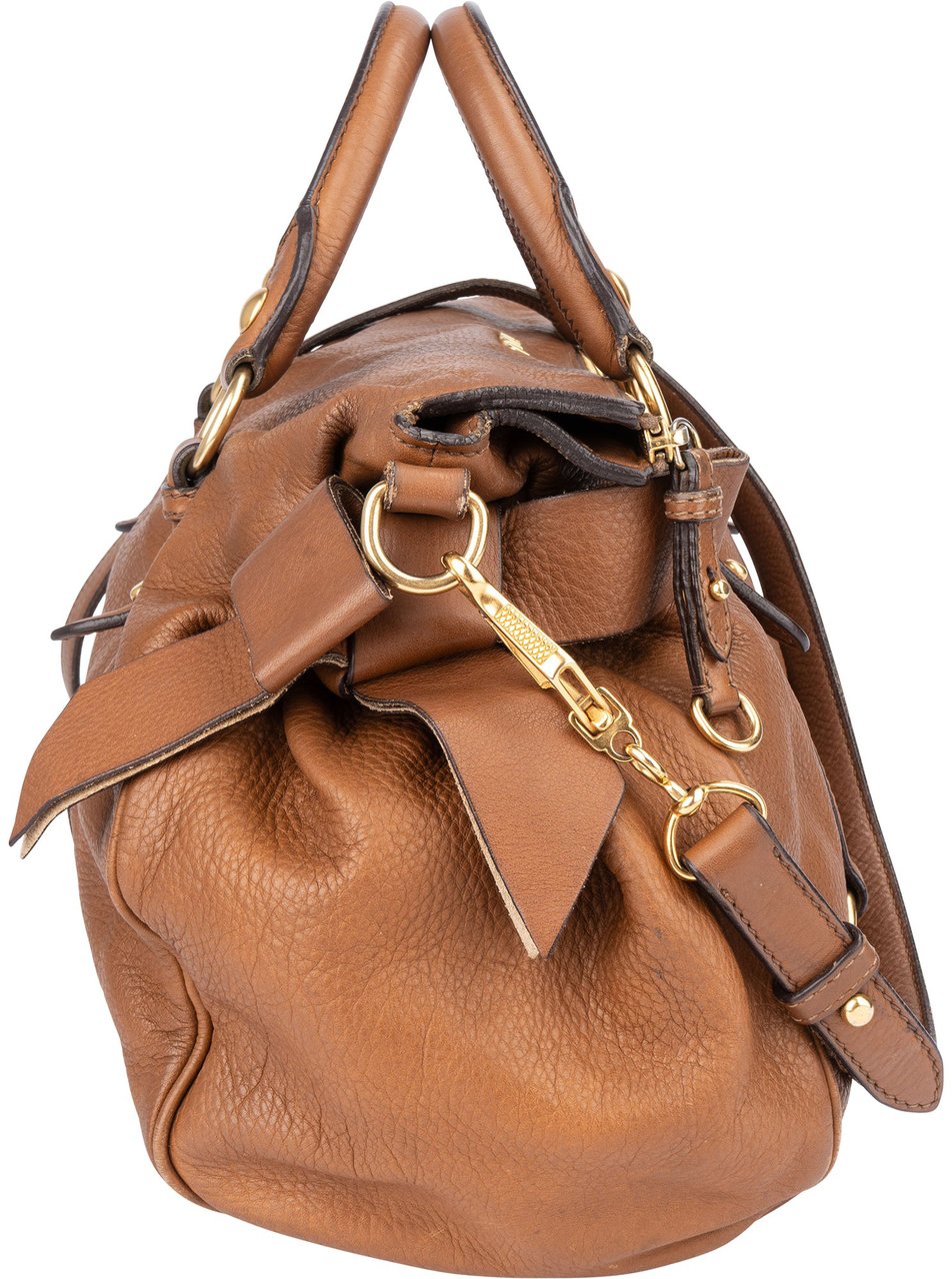 Miu Miu Miu Miu Classic Leather City Handbag Bruin