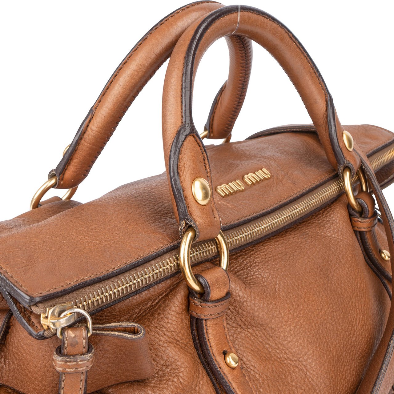Miu Miu Miu Miu Classic Leather City Handbag Bruin