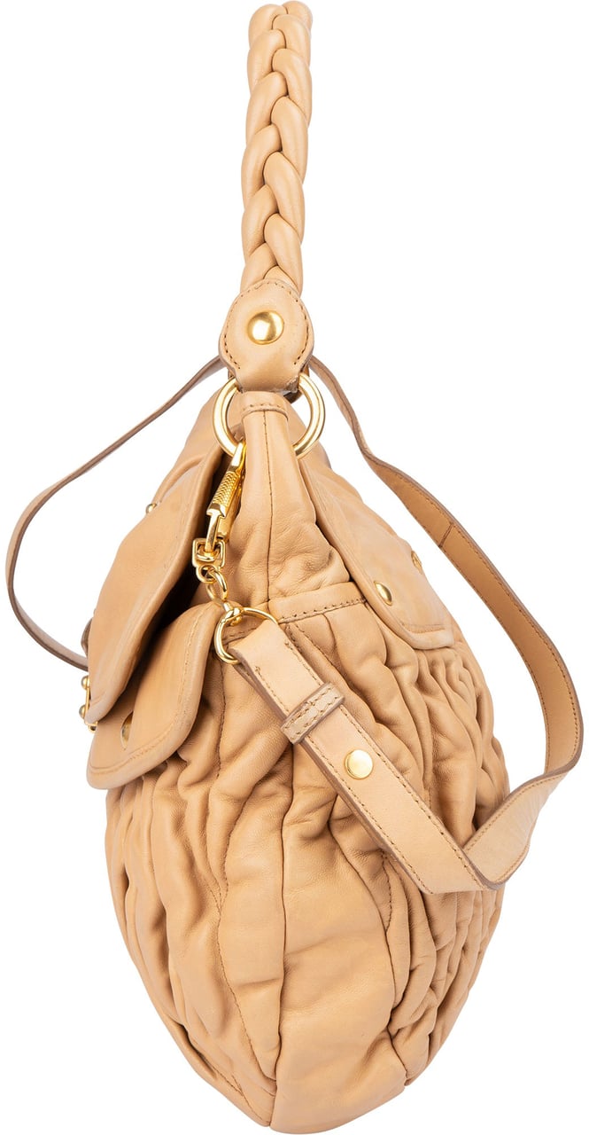 Miu Miu Miu Miu Quilted Leather City Handbag Beige