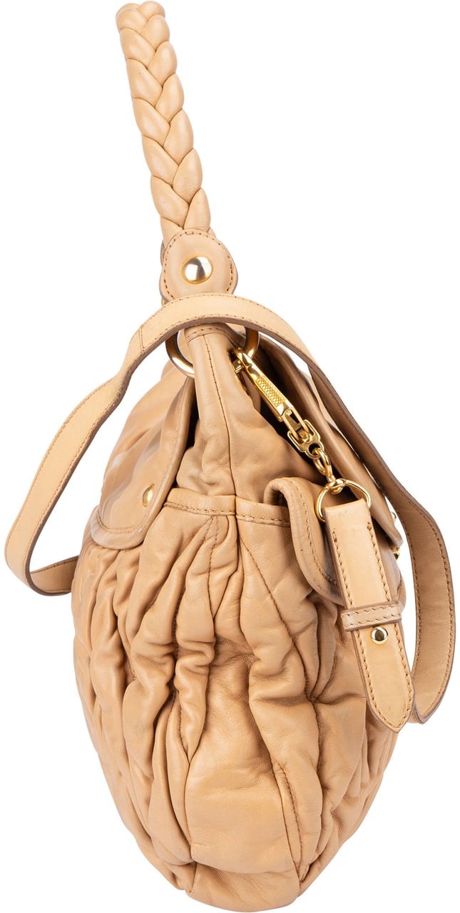 Miu Miu Miu Miu Quilted Leather City Handbag Beige