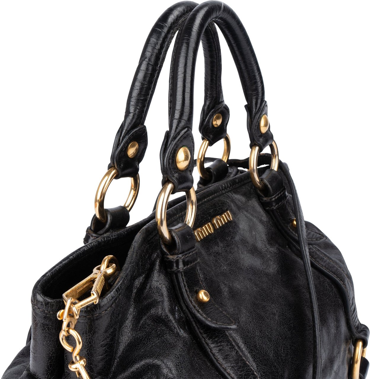 Miu Miu Miu Miu Black Leather City Handbag Divers