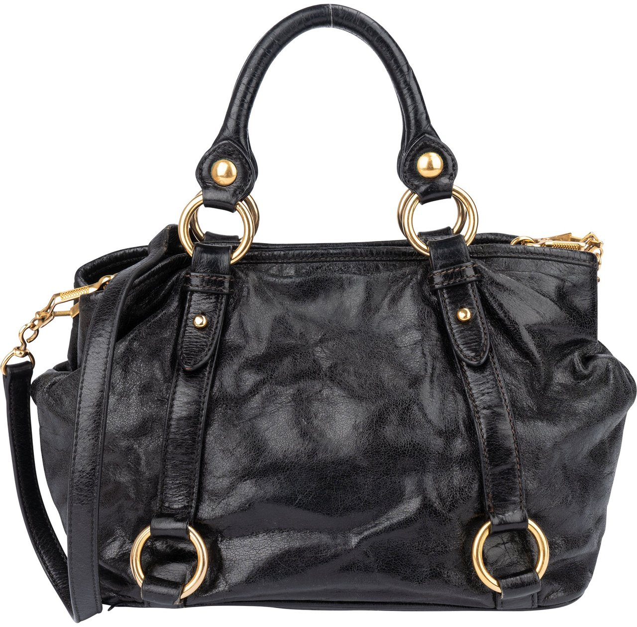 Miu Miu Miu Miu Black Leather City Handbag Divers