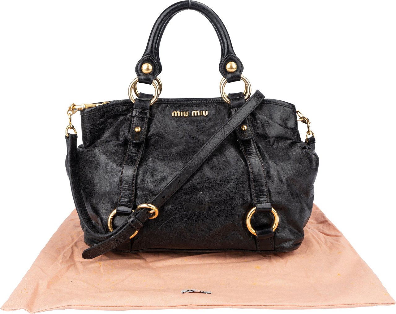 Miu Miu Miu Miu Black Leather City Handbag Divers