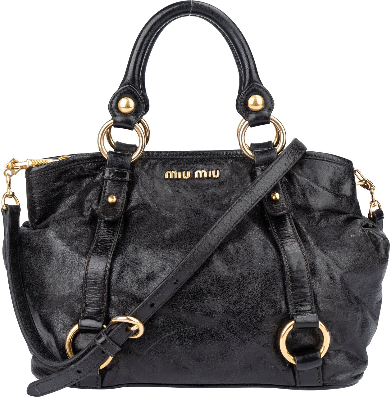 Miu Miu Miu Miu Black Leather City Handbag Divers