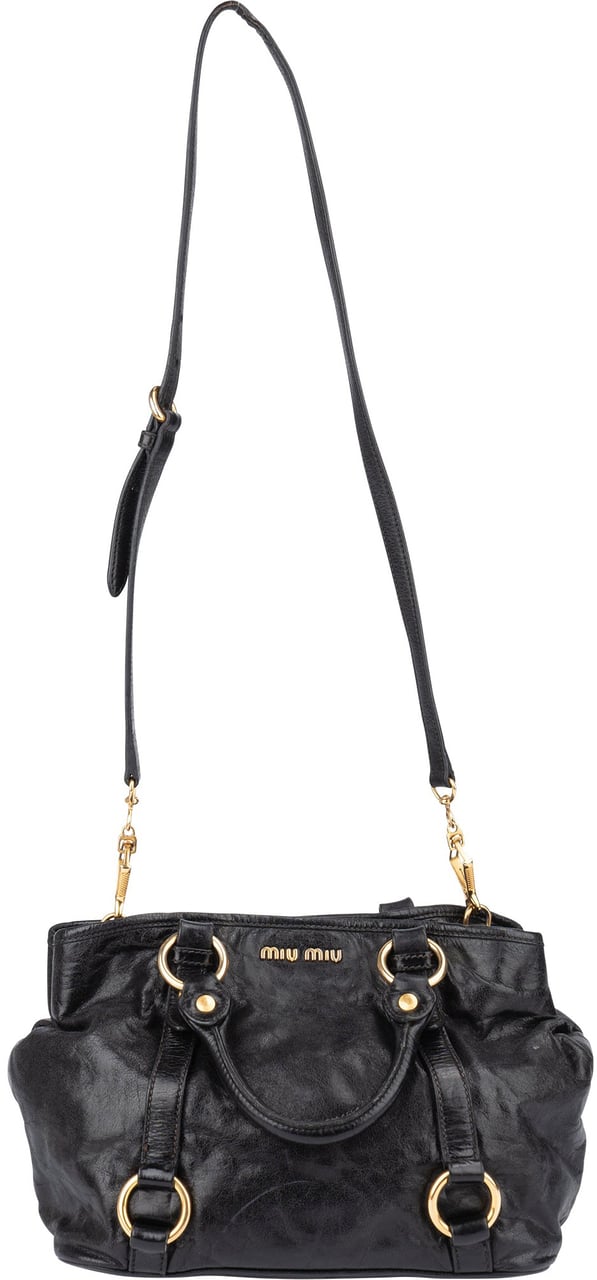 Miu Miu Miu Miu Black Leather City Handbag Divers
