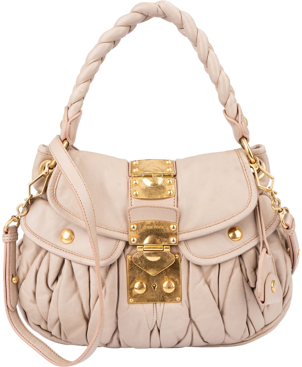 Miu Miu Miu Miu Quilted Leather City Handbag Roze