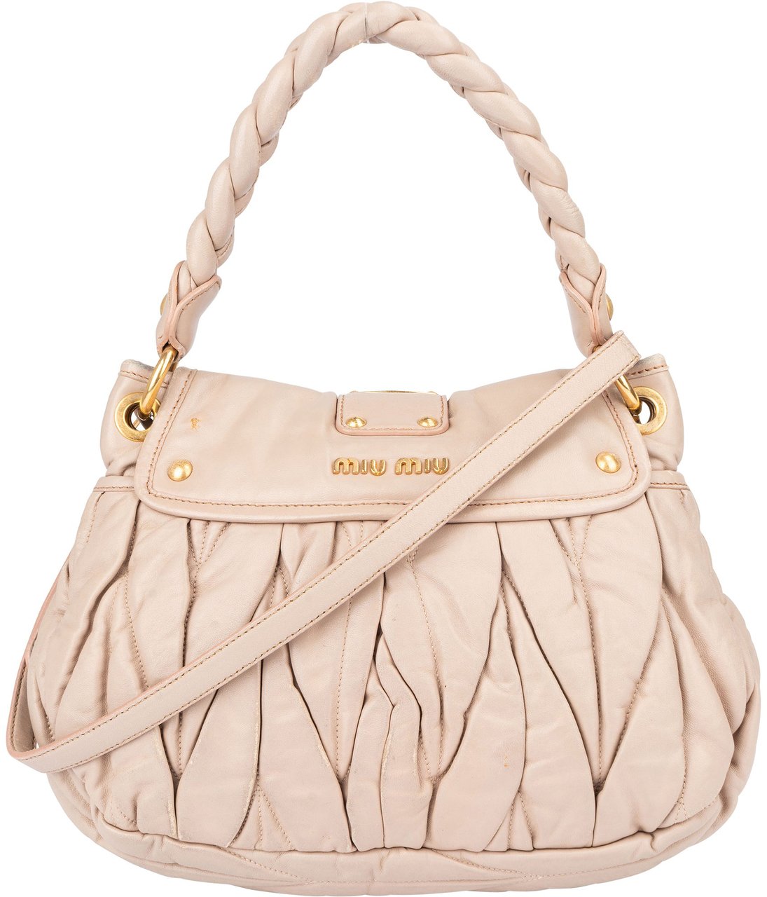 Miu Miu Miu Miu Quilted Leather City Handbag Roze