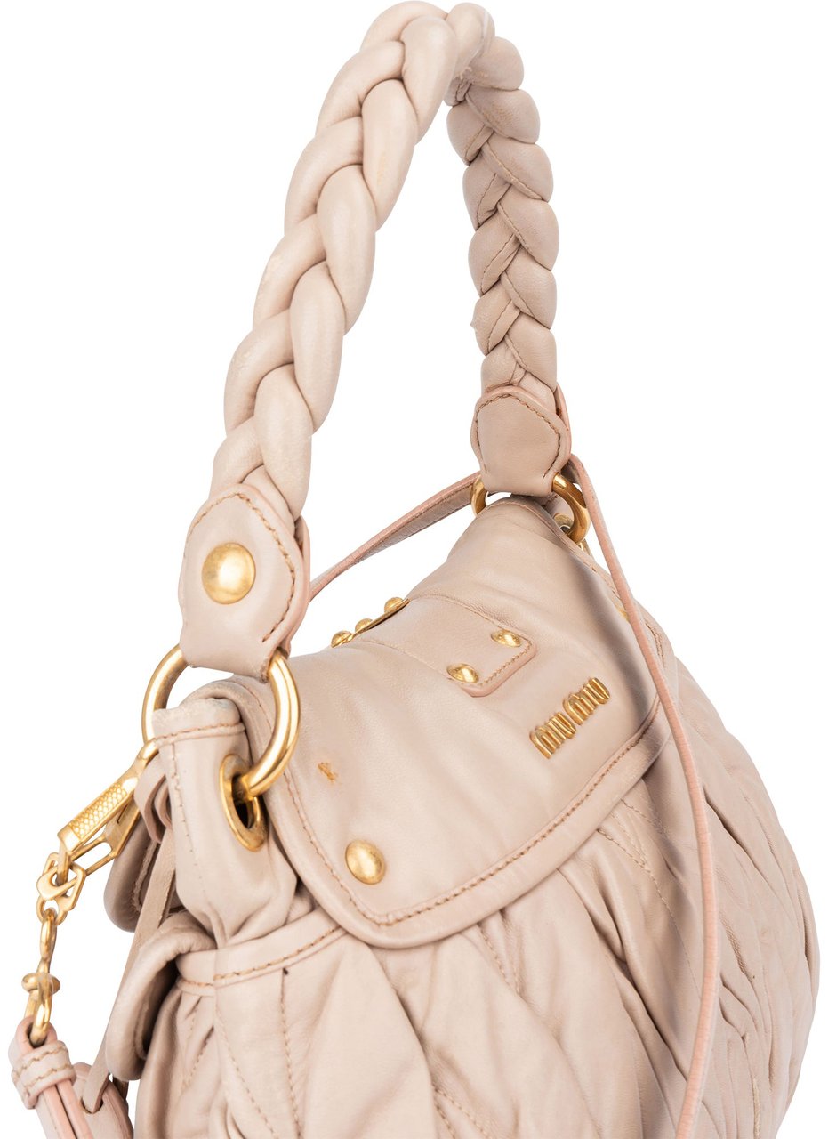 Miu Miu Miu Miu Quilted Leather City Handbag Roze