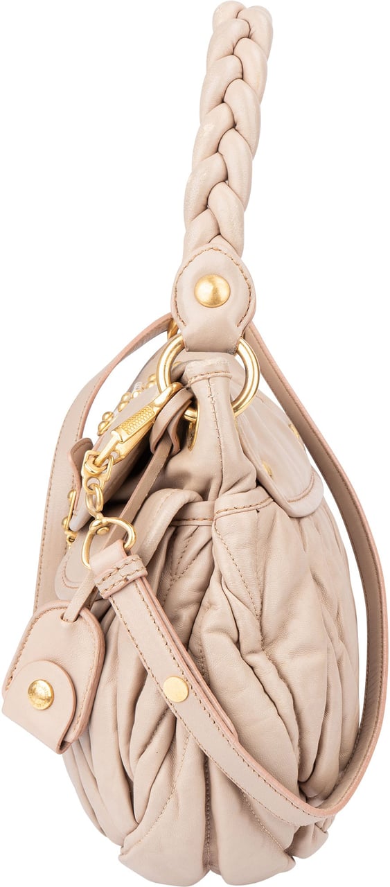 Miu Miu Miu Miu Quilted Leather City Handbag Roze