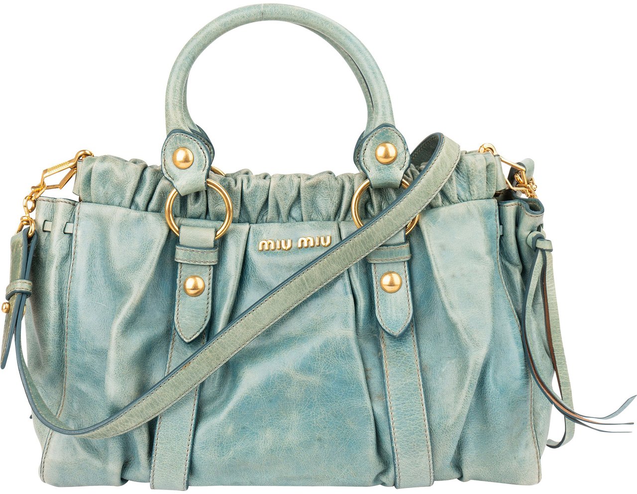 Miu Miu Miu MIu Classic Leather City Handbag Blauw