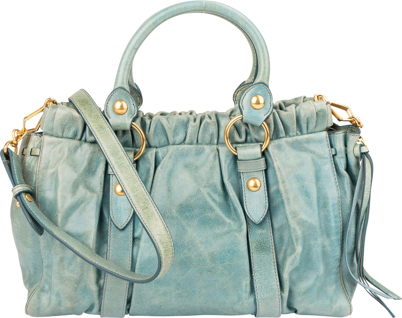 Miu Miu Miu MIu Classic Leather City Handbag Blauw