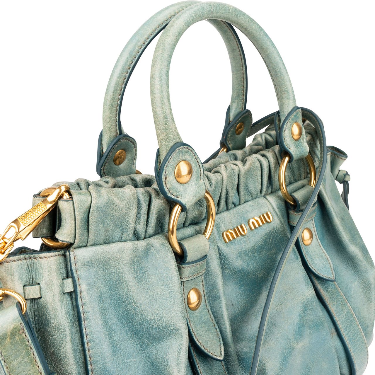 Miu Miu Miu MIu Classic Leather City Handbag Blauw