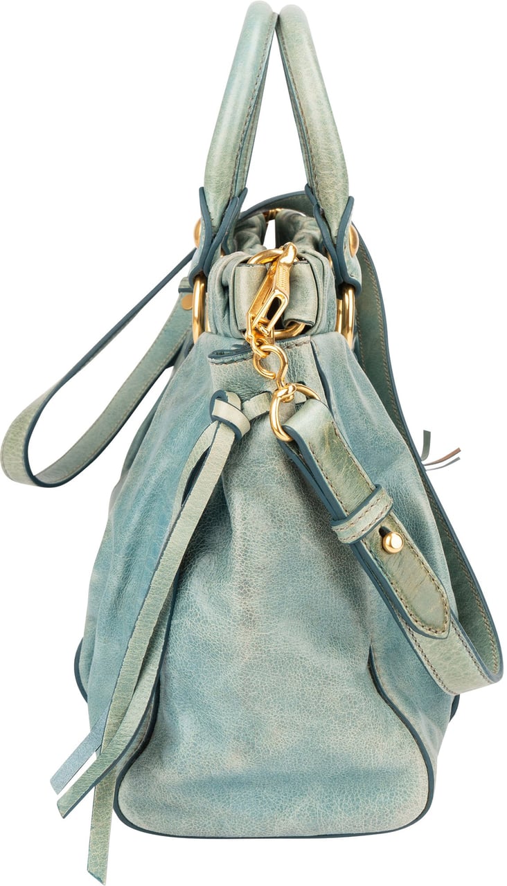 Miu Miu Miu MIu Classic Leather City Handbag Blauw