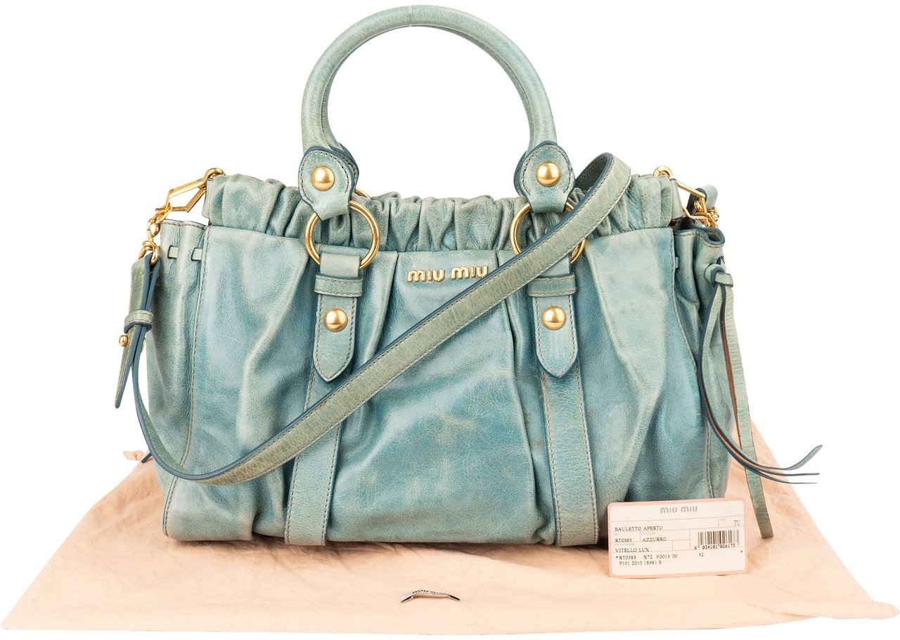 Miu Miu Miu MIu Classic Leather City Handbag Blauw