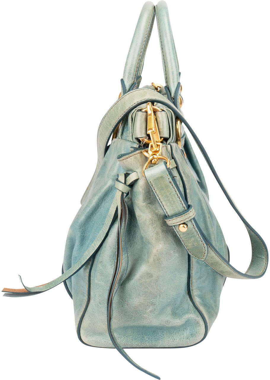 Miu Miu Miu MIu Classic Leather City Handbag Blauw
