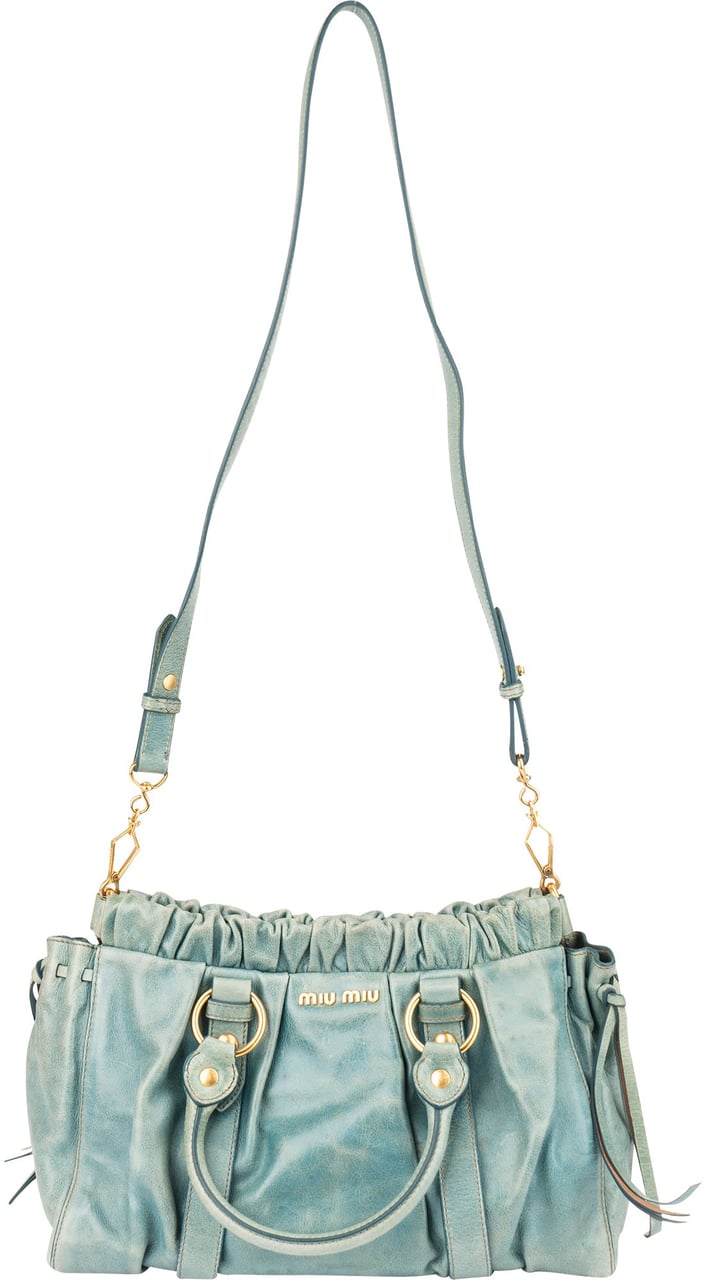 Miu Miu Miu MIu Classic Leather City Handbag Blauw