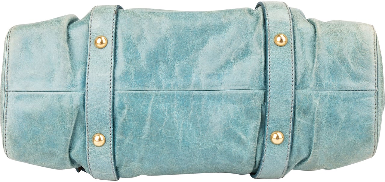 Miu Miu Miu MIu Classic Leather City Handbag Blauw