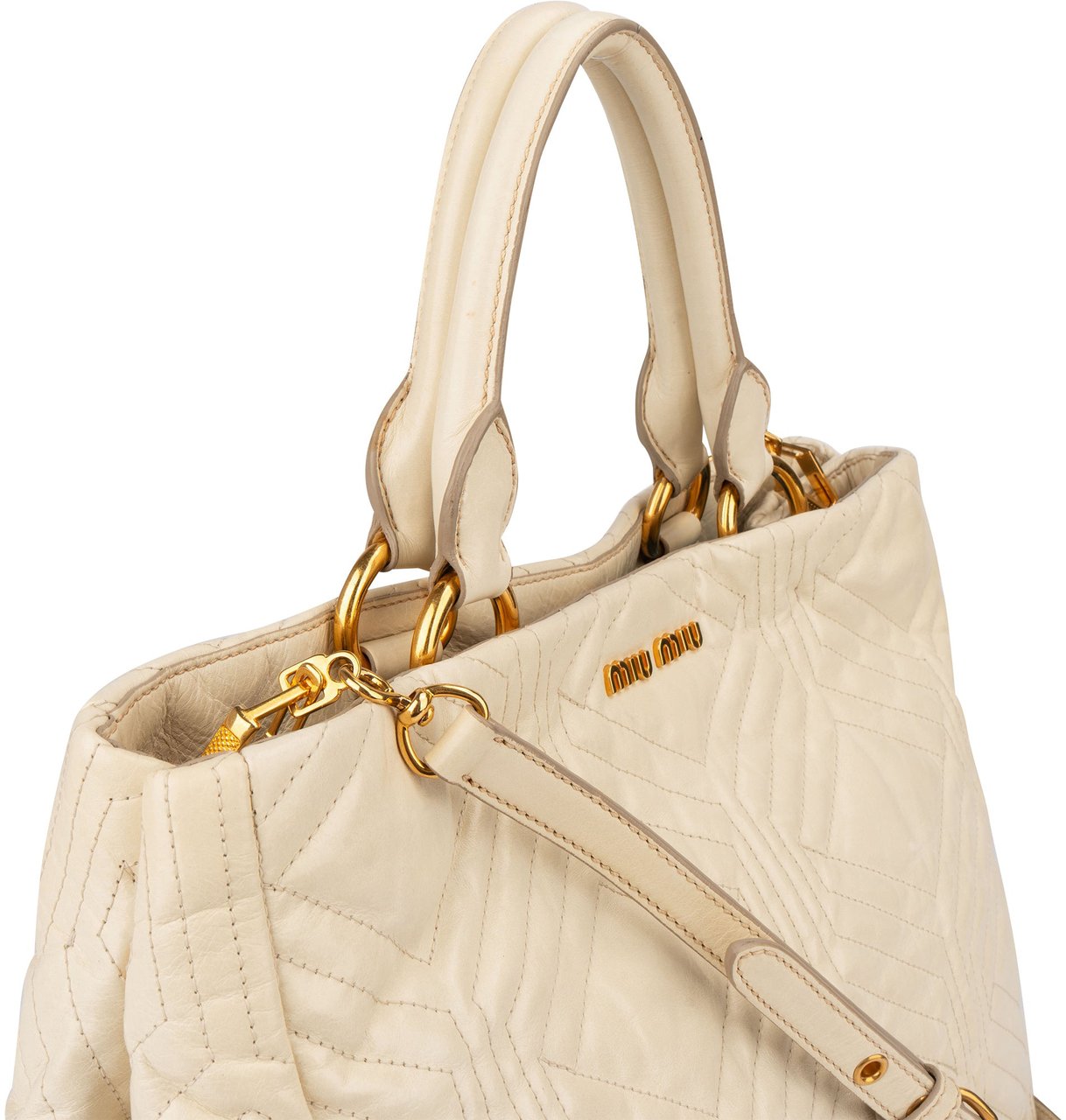 Miu Miu Miu Miu Quilted Leather City Handbag Wit