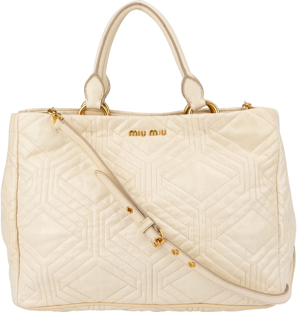 Miu Miu Miu Miu Quilted Leather City Handbag Wit