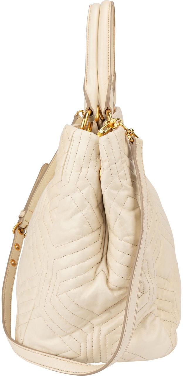 Miu Miu Miu Miu Quilted Leather City Handbag Wit