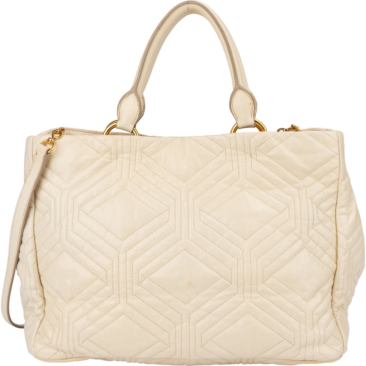 Miu Miu Miu Miu Quilted Leather City Handbag Wit