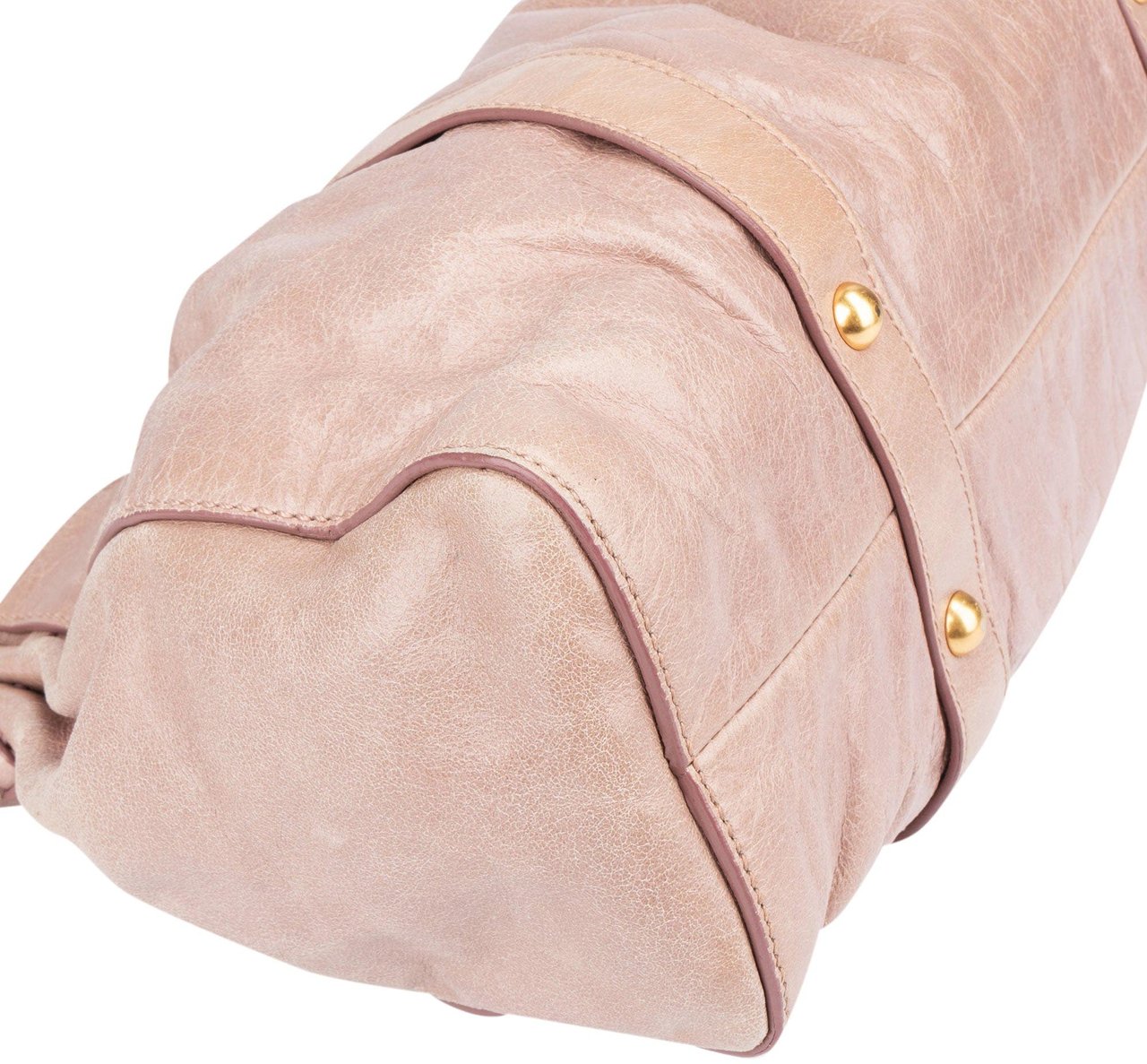 Miu Miu Miu Miu Classic Leather City Handbag Roze