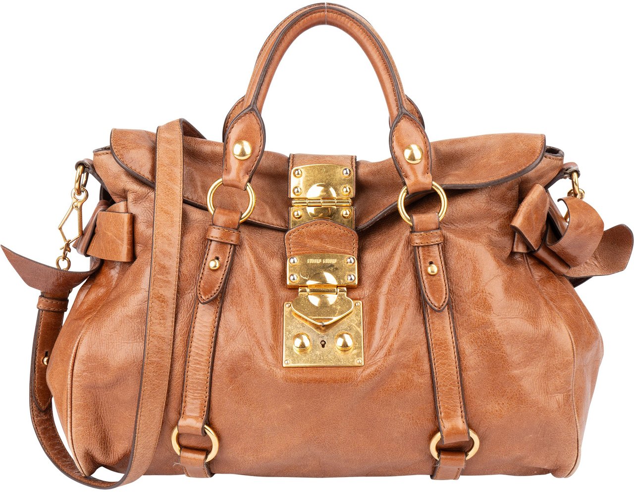 Miu Miu Miu Miu Brown Leather City Handbag Bruin