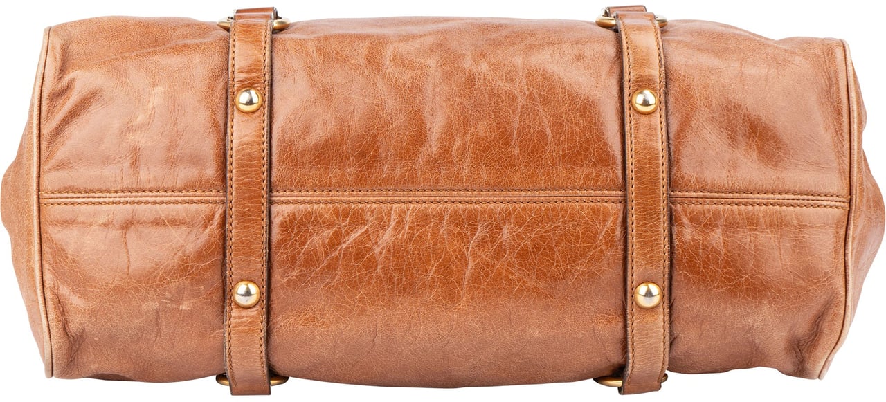 Miu Miu Miu Miu Brown Leather City Handbag Bruin