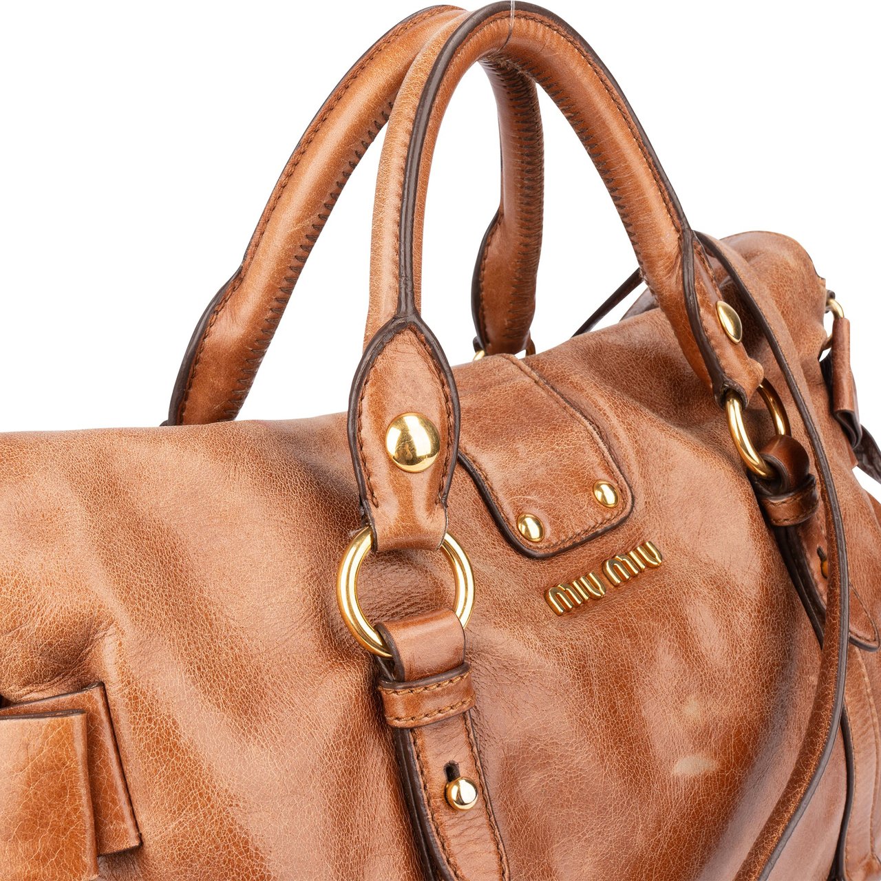 Miu Miu Miu Miu Brown Leather City Handbag Bruin