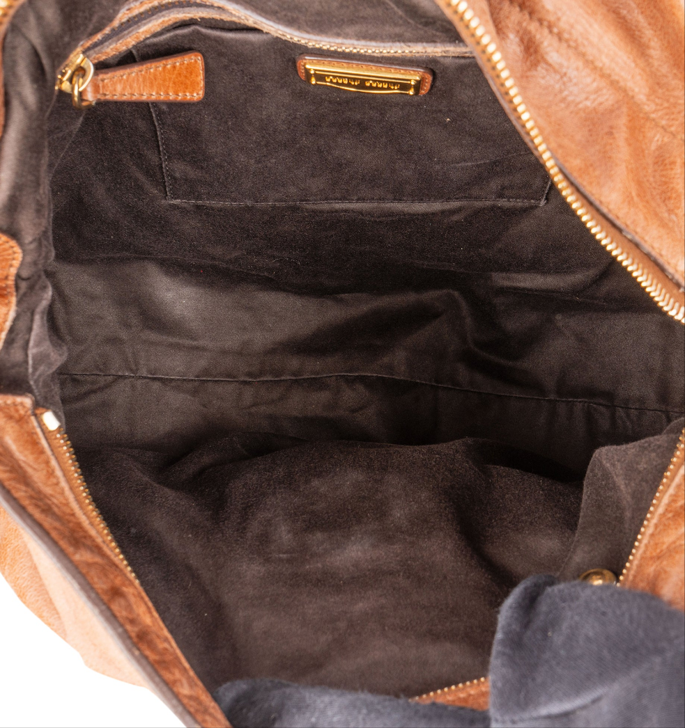 Miu Miu Miu Miu Brown Leather City Handbag Bruin