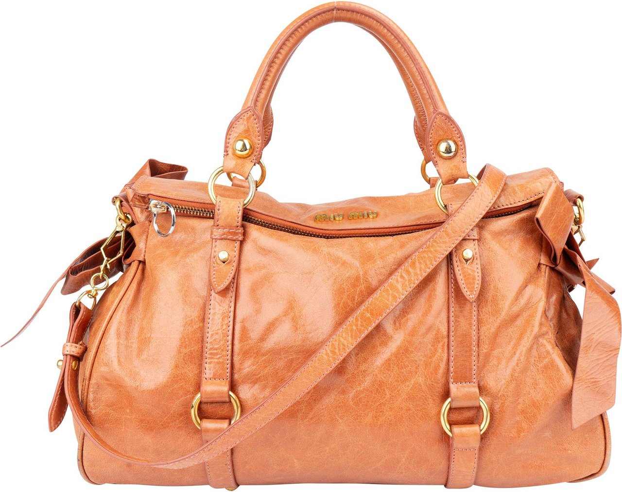 Miu Miu Miu Miu Classic Leather City Handbag Oranje