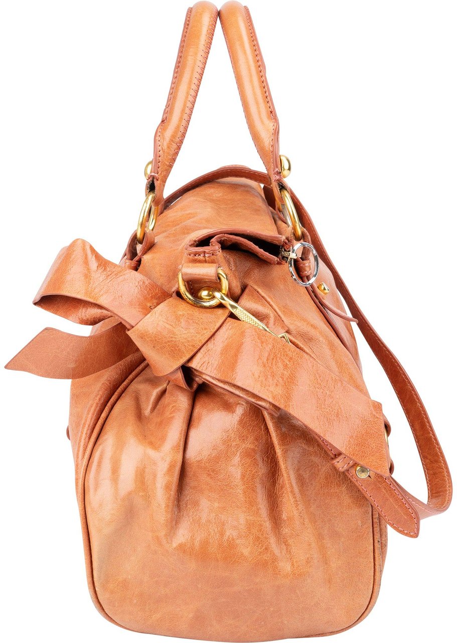 Miu Miu Miu Miu Classic Leather City Handbag Oranje