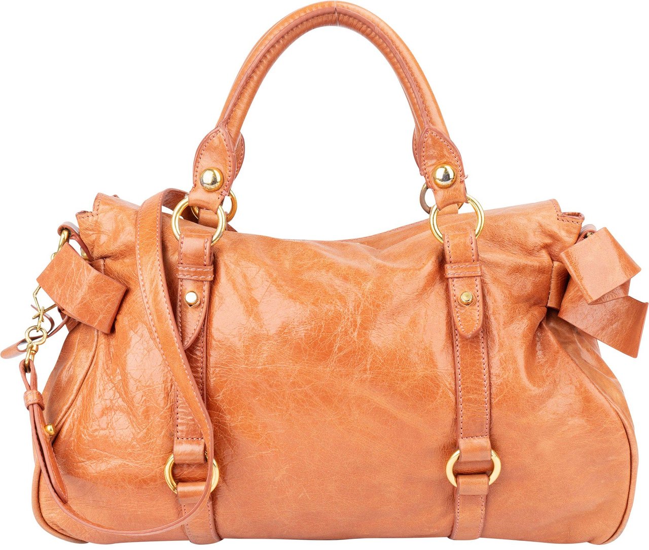 Miu Miu Miu Miu Classic Leather City Handbag Oranje