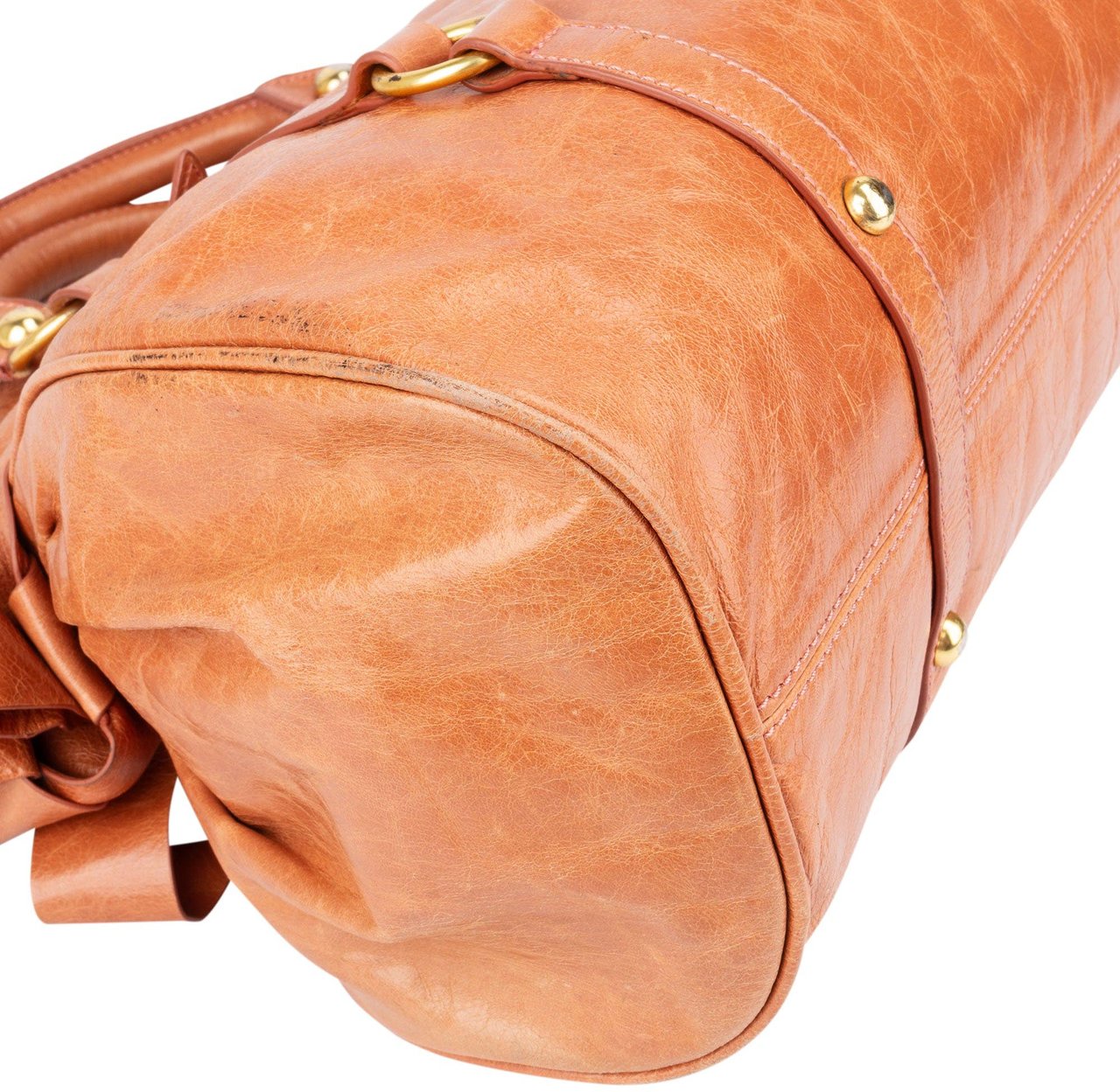 Miu Miu Miu Miu Classic Leather City Handbag Oranje