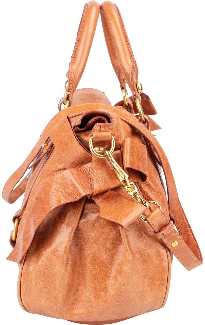 Miu Miu Miu Miu Classic Leather City Handbag Oranje