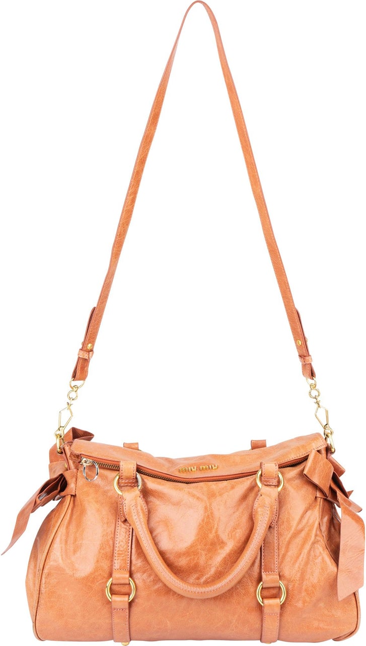 Miu Miu Miu Miu Classic Leather City Handbag Oranje