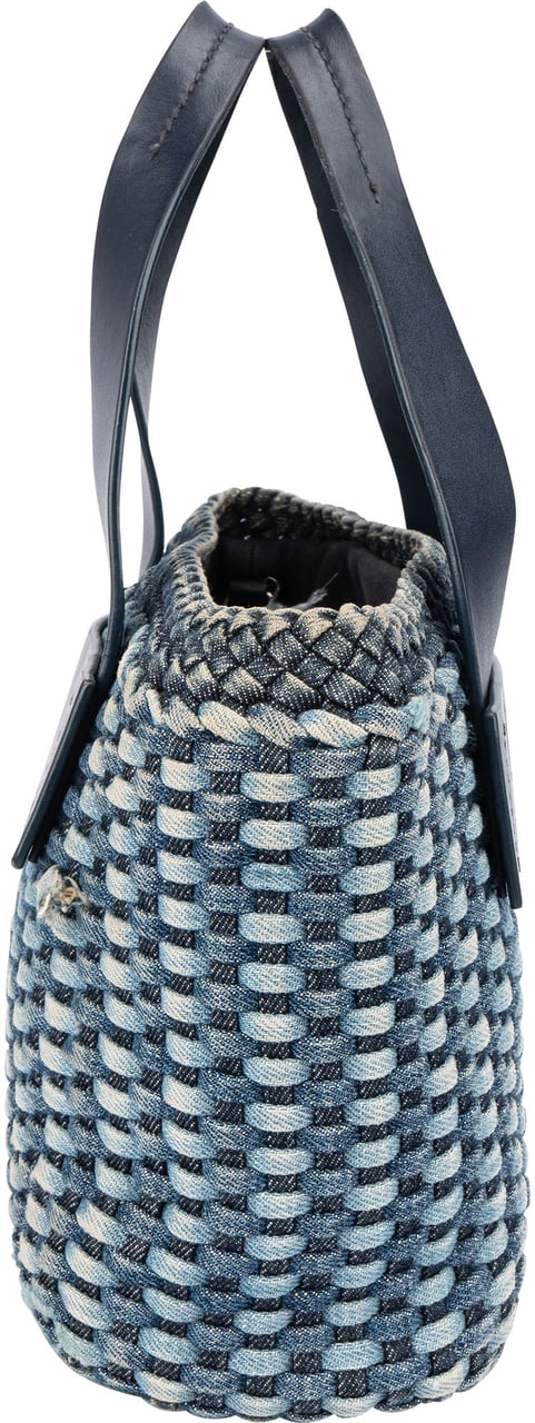 Miu Miu Miu Miu Braided Denim Bucket Handbag Blauw