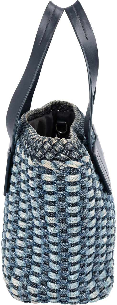 Miu Miu Miu Miu Braided Denim Bucket Handbag Blauw