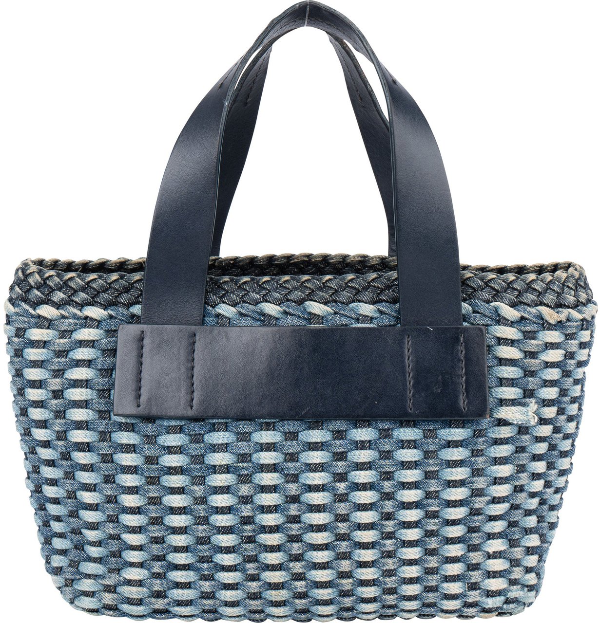 Miu Miu Miu Miu Braided Denim Bucket Handbag Blauw