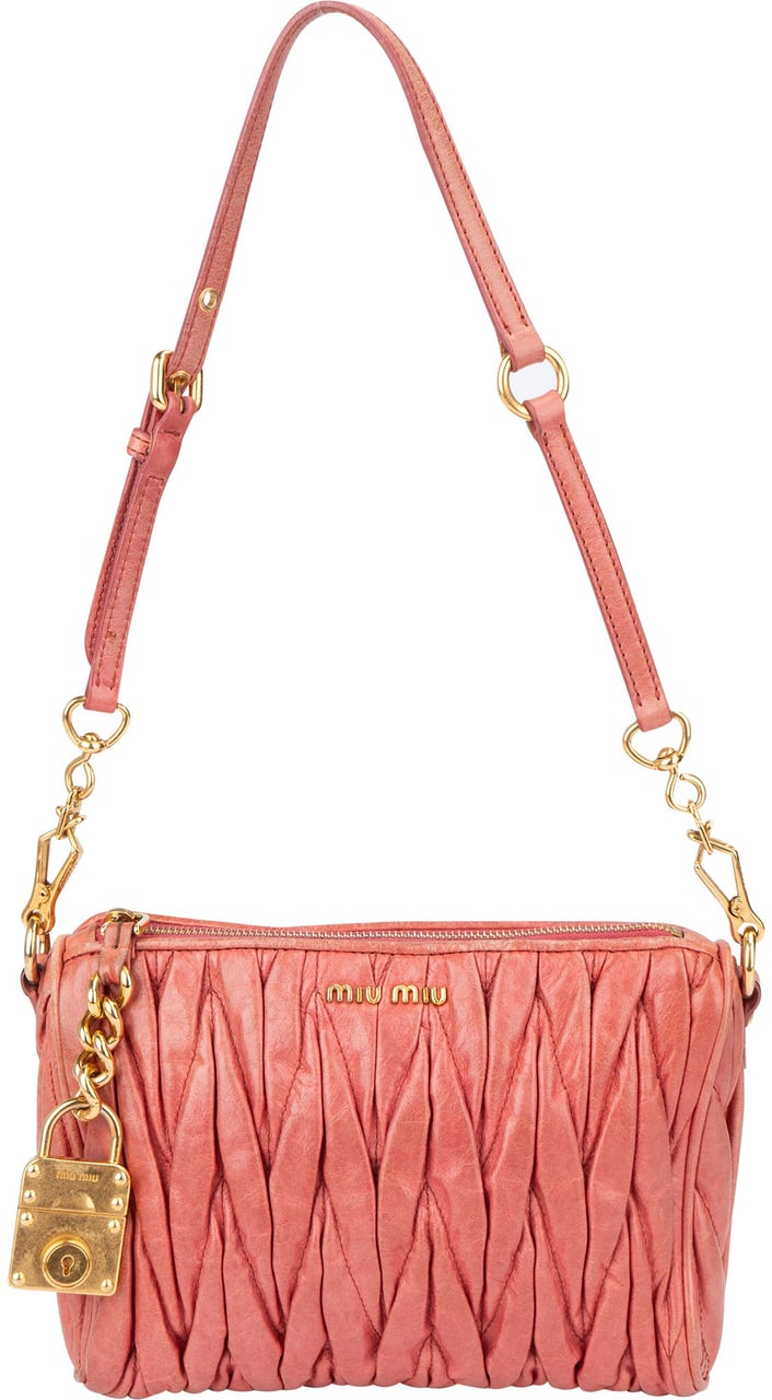 Miu Miu Miu Miu Quilted Leather City Shoulder Bag Roze