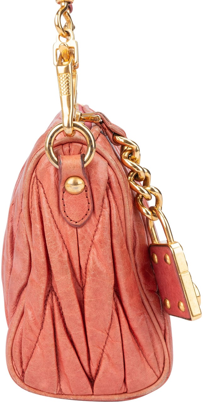 Miu Miu Miu Miu Quilted Leather City Shoulder Bag Roze