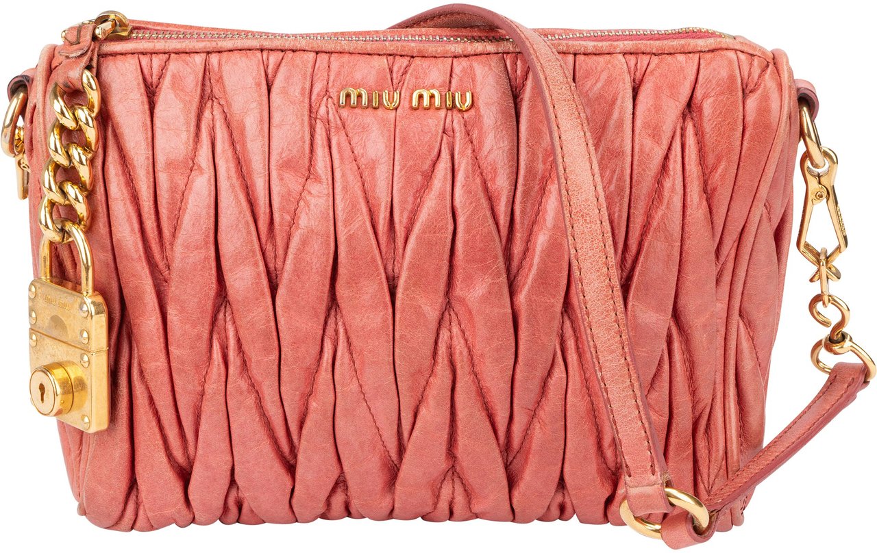 Miu Miu Miu Miu Quilted Leather City Shoulder Bag Roze