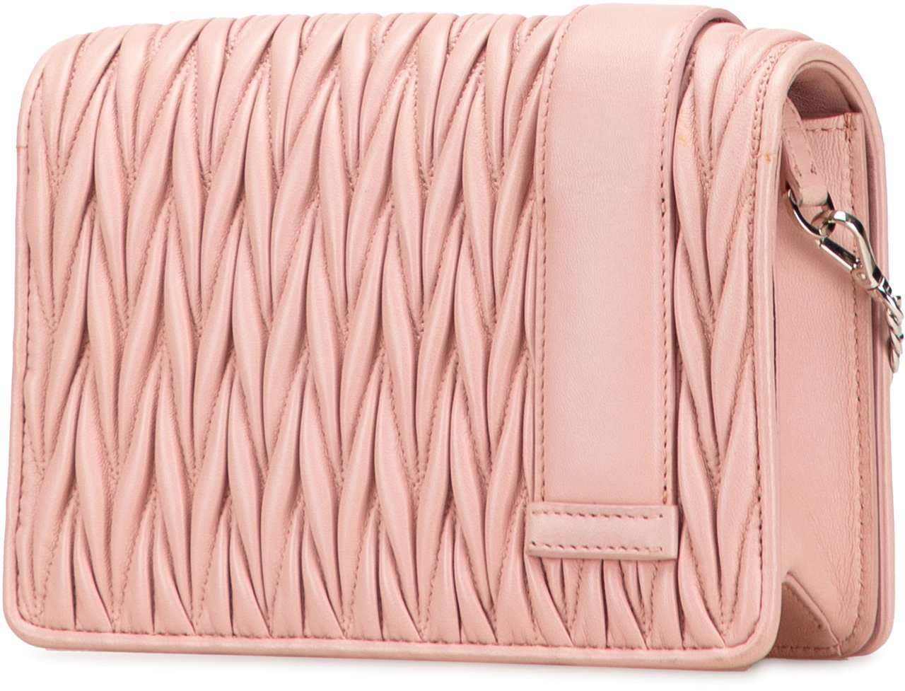 Miu Miu Matelasse Nappa Crystal Chain Buckle Crossbody Roze