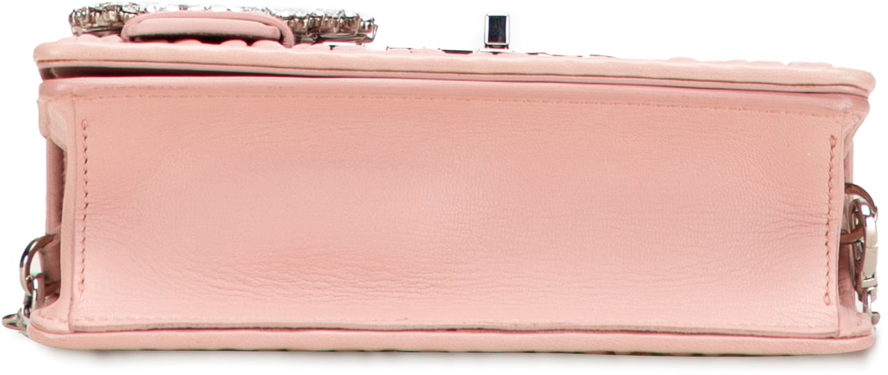 Miu Miu Matelasse Nappa Crystal Chain Buckle Crossbody Roze
